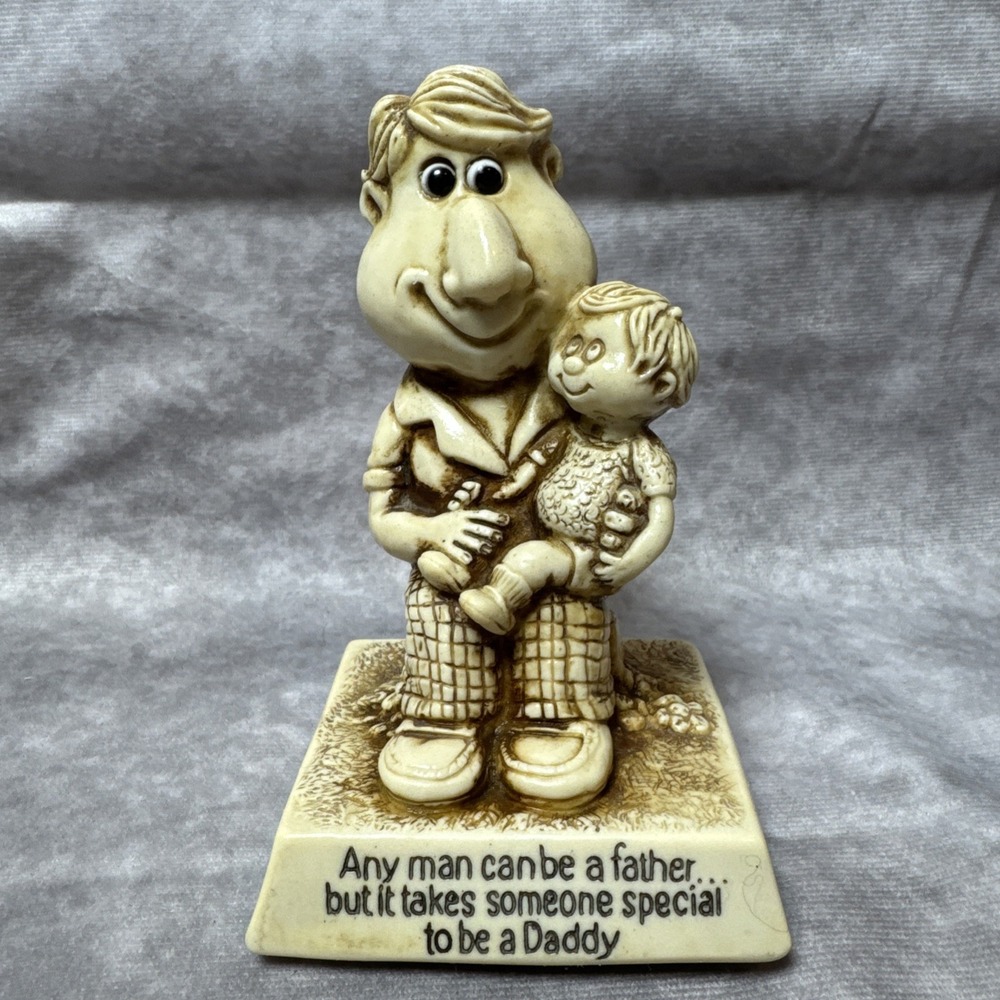 1976 Russ Berrie Inc Father Child Sculpture‎ "Special Daddy" Quote Figurine